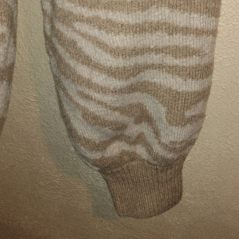 Tan and Cream Zebra Print Anthropologie Sweater S